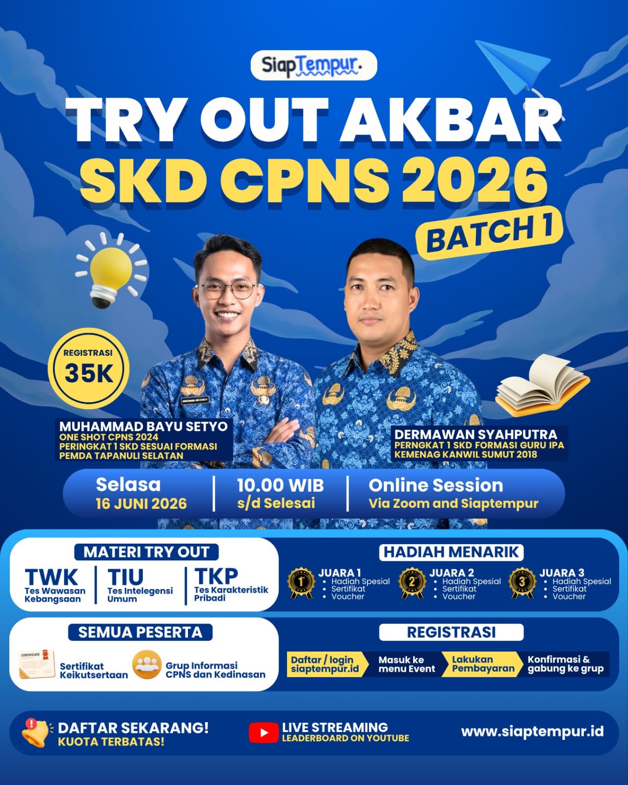 Flyer TRYOUT AKBAR SKD CPNS BATCH 1